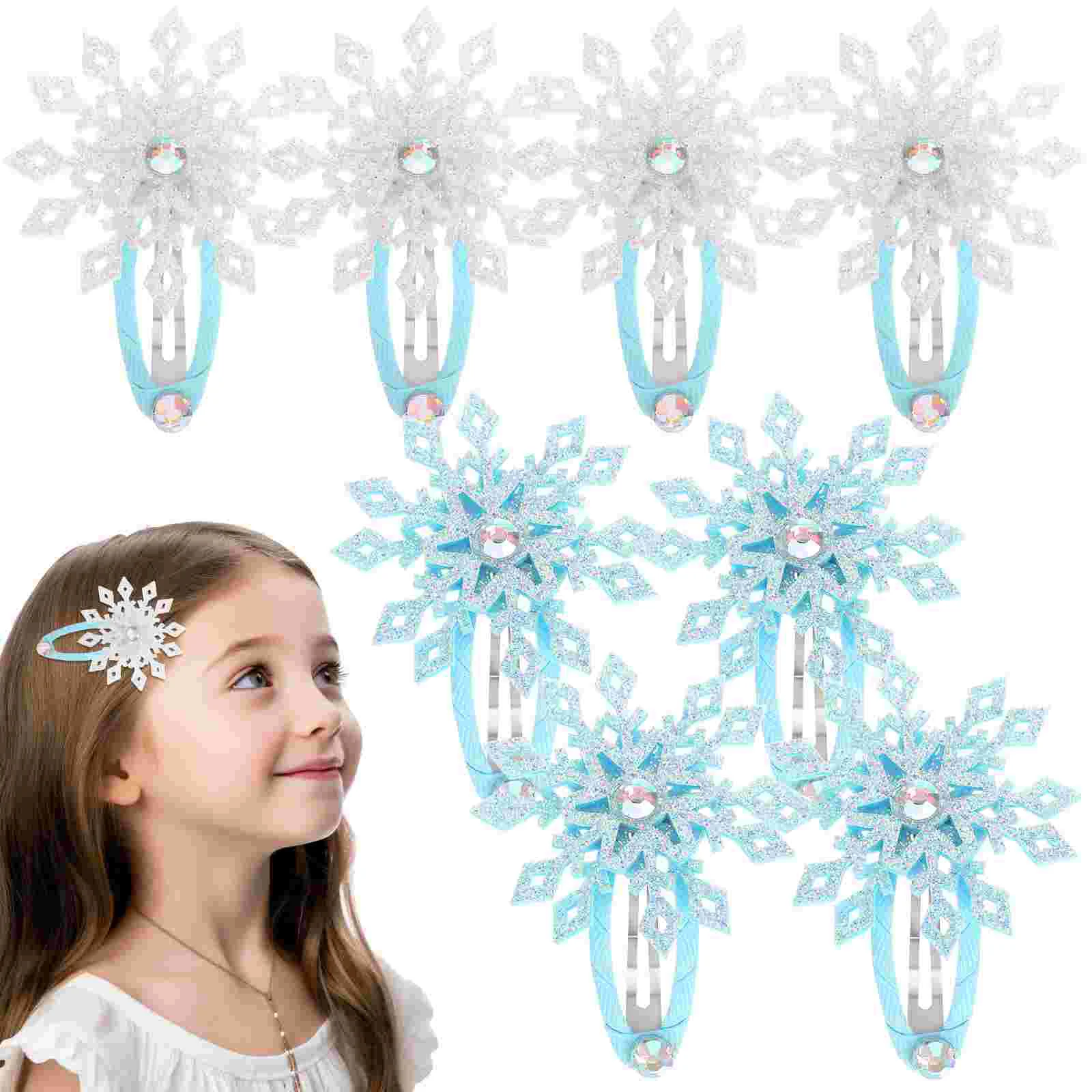 4 Pairs Hairpin Snowflake Clips for Styling Accessories Women Sparkling Glitter Holiday Girls