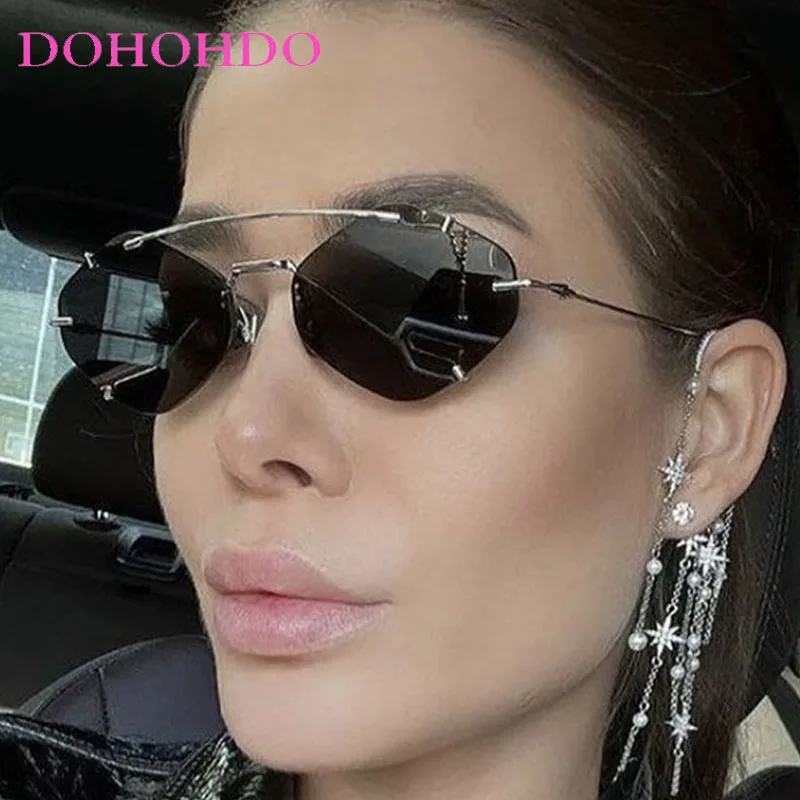 

DOHOHDO Vintage Hexagon Sunglasses Retro Rimless Sunglasses Trendy 2000s Shades Fashion Y2K Accessories UV400 Protection Eyewear