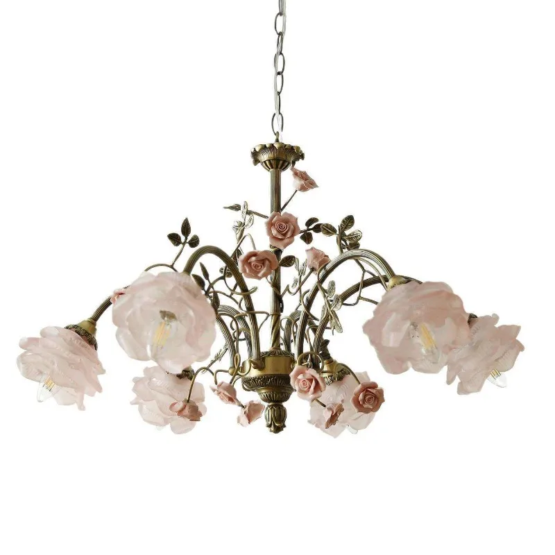 

American vintage living room bedroom rose flower dining room eye protection chandelier