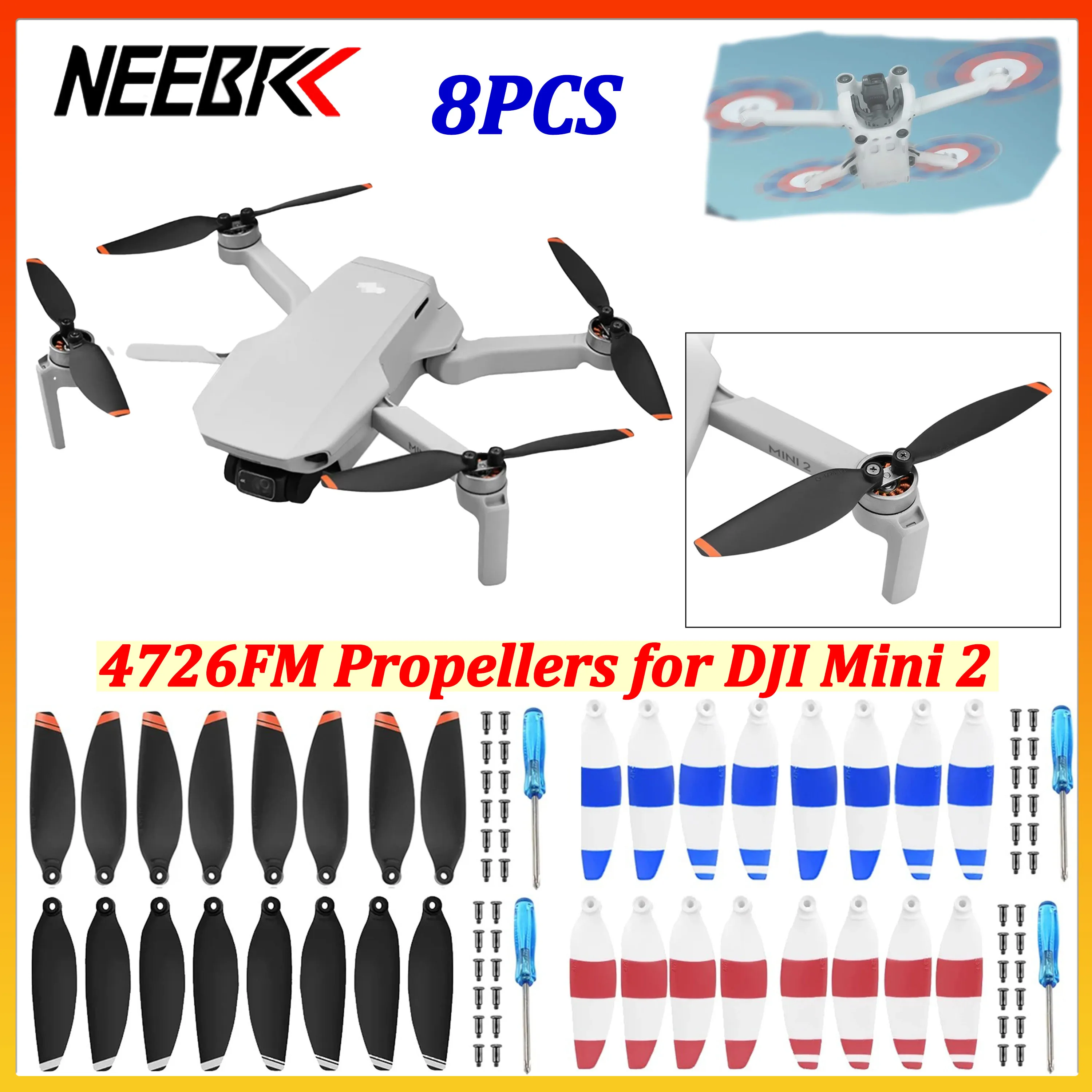 8PCS 4726FM Replacement Drone Propellers Blade Low Noise Light Weight Wing Fans Spare Part for DJI Mini 2 SE Drone Accessories