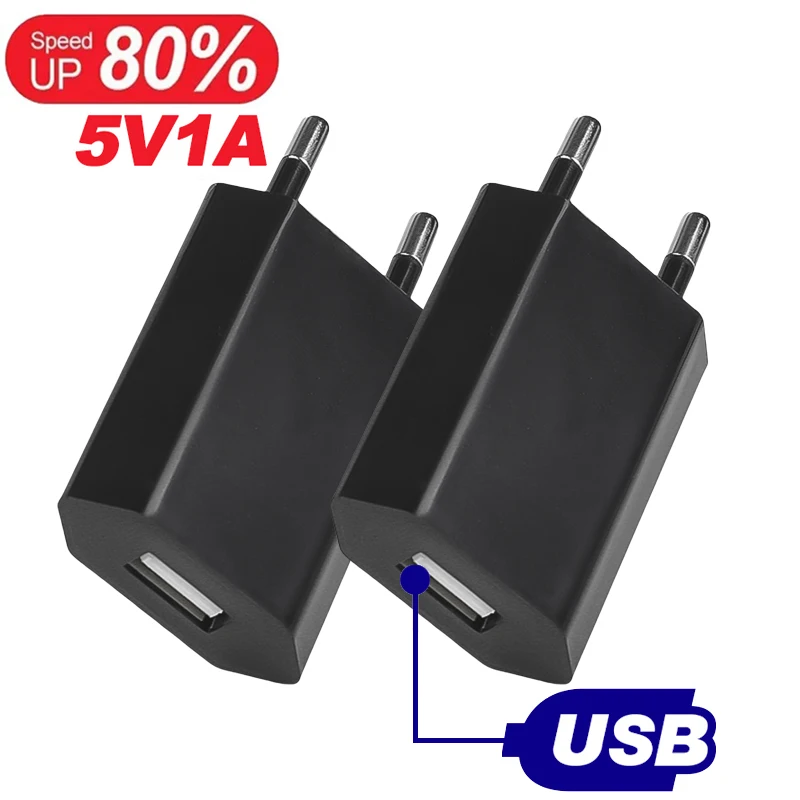 EU Plug Charger 1-5PCS 5V/1A Wall USB Phone Home Travel Power Adapter for Xiaomi Samsung Huawei Google Phone Charger Head Block