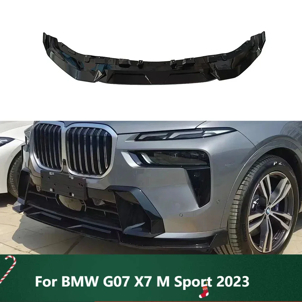 

New！Front Bumper Spoiler Lip LCI Glossy Black Car Body Kit Lower Guard Board Lippe Splitter Blade Plate For BMW G07 X7 M Sport 2