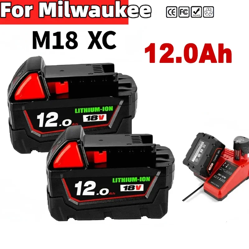 New 12000mAh Replacemet Lithium ion 12.0Ah Battery for Milwaukee 18V herramientas Xc M18 48-11-1815 Cordless Tools Batteries