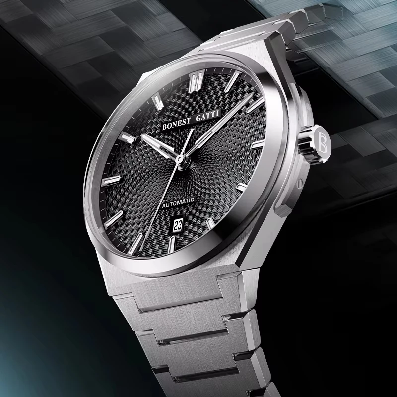 

Мужские автоматические часы BONEST GATTI 2026 из нержавеющей стали 316L с сапфировым стеклом, водонепроницаемость 30 м, роскошные модные наручные часы