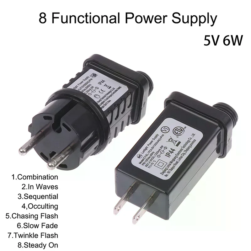 EU/US Plug 5VDC 6W 8 Functional SELV LED Lamp Driver Switch Adapter IP44 Waterproof Laser Lighting Europe Power Supply