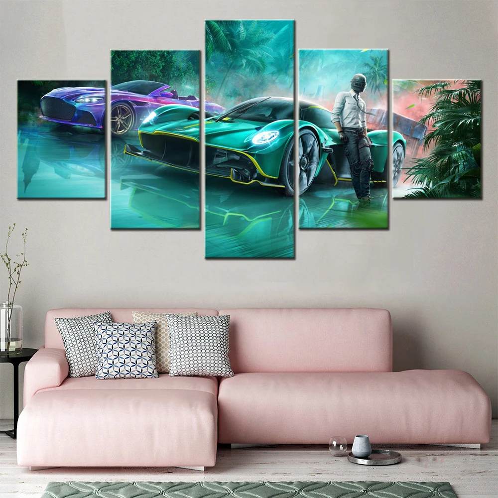 

5 Pieces Canvas Wall Arts Poster Painting Games Aston Martin Valkyrie PUBG MOBILE Wallpaper Home Decor Picture Print Bedroom