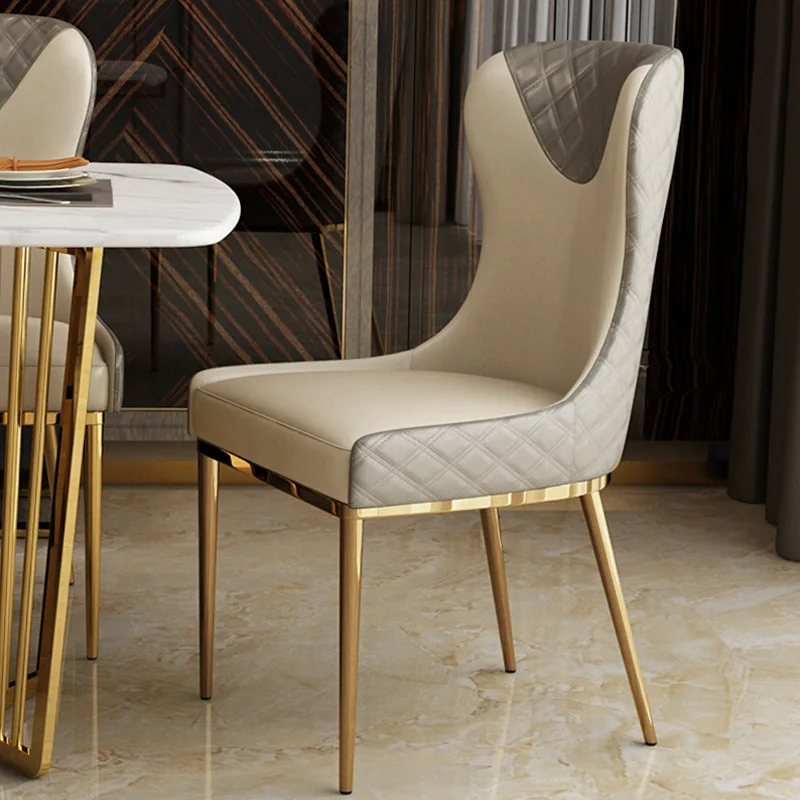 

Luxury Modern Stainless Steel Metal Legs High Back PU Leather Dining Chair Set for Hotel Restaurant Home Dining Room Furniture