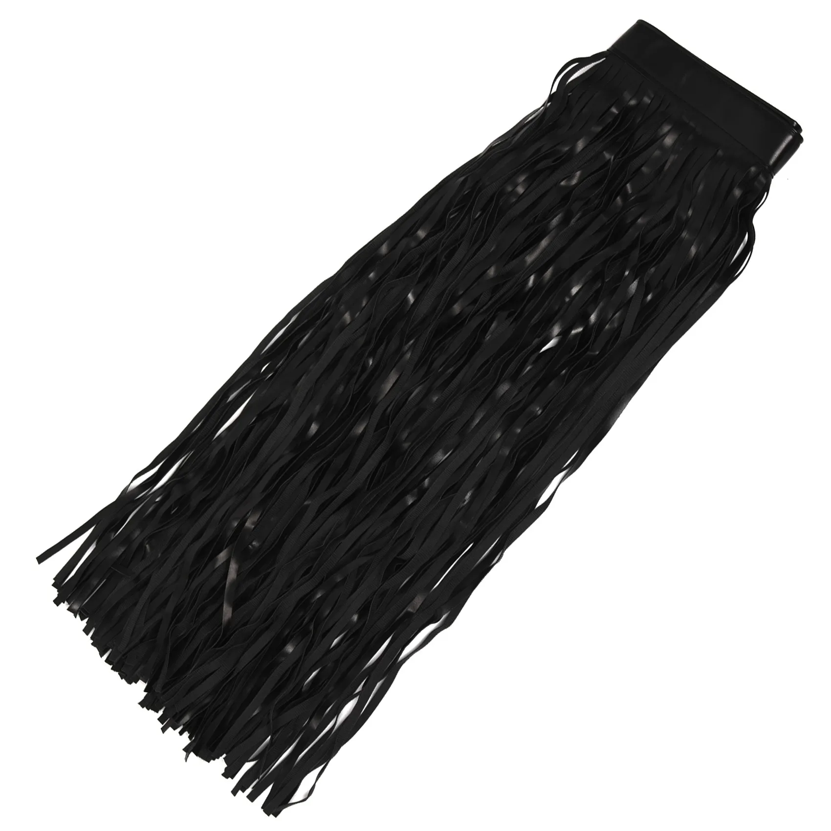A51M-Women's Tassels Leather Skirt Summer Fashion Adjusted PU Long Fringe Dress Belts Black