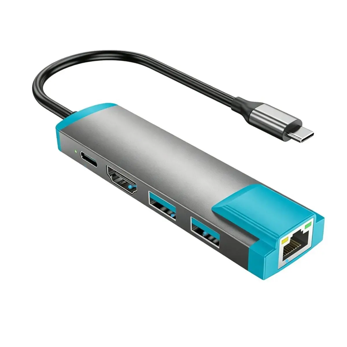 A32I 6 in 1 USB C to HD Adapter for Switch 2,USB C Docking Station with 4K@60Hz HD/Type C /USB 3.0/1000M LAN Port Gray