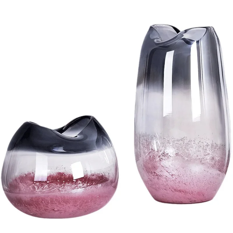 

Gradual change of powder advanced sense creative glass vase hydroponic flower arranger high value home soft decoration