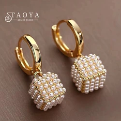 Premium Pearl Stereoscopic Square Pendant Earrings 2023 New Fashion Jewelry For Women‘s Eardrop party Girl’s Luxury Accessories