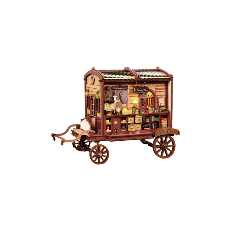 عربة ألغاز خشبية ثلاثية الأبعاد من Fantasy Merchant Cart، هدية مجموعة ذات طابع سحري #6