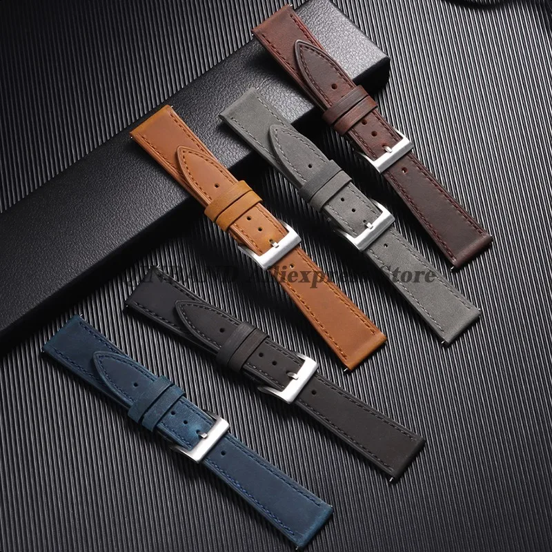 18mm 19mm 20mm 21mm 22mm 24mm  Vintage Retro Calfskin Leather Watch Band Quick Release Straps Universal Men Women Bracelets Belt image 3