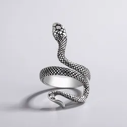 Vintage Thai Silver Color Snake Rings for Women Niche Trendy Winding Snake Party Jewelry Friends Gifts