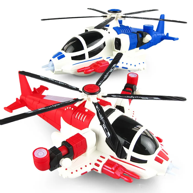 Cartoon Electric Transforming Aircraft Toys Universal Walking 360 Degrees Rotating Dazzling Colour Lights Music Children Toys