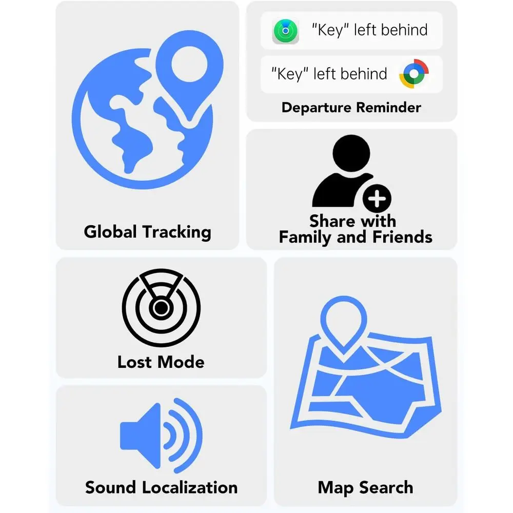 2026 Pacote com 4 Localizadores Bluetooth Inteligentes para Chaves, Carteiras, Veículos - Compatível com Dispositivos iOS e Android