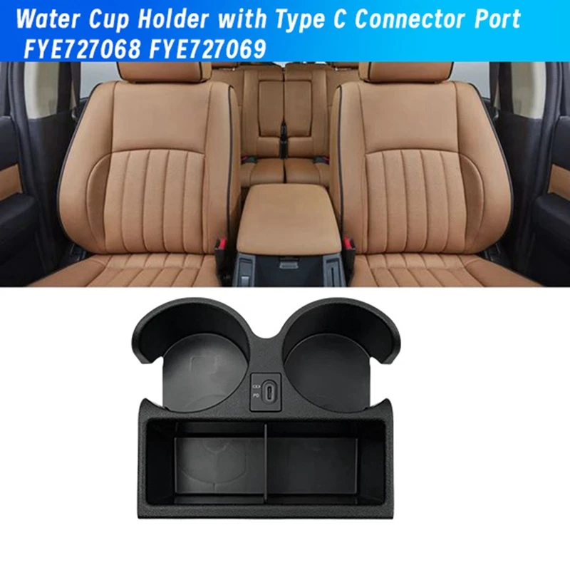

A99F-Car Water Cup Holder With Type C Connector Port FYE727068 For Nissan Patrol Y61 1997-2016 FYE727069 Heatproof Plastics