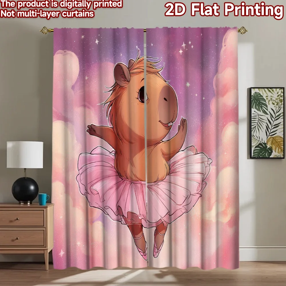 

1pc 2D flat Photography Backdrop Tapestry Capybara Ballerina in Clouds 100% Polyester Vibrant Reunion Perfect for Indoor