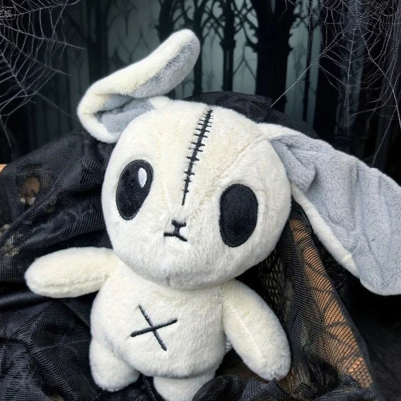 ハロウィンペットぬいぐるみクリエイティブウサギグレーと白の長い耳のぬいぐるみかわいいホラー人形誕生日プレゼントハロウィン装飾