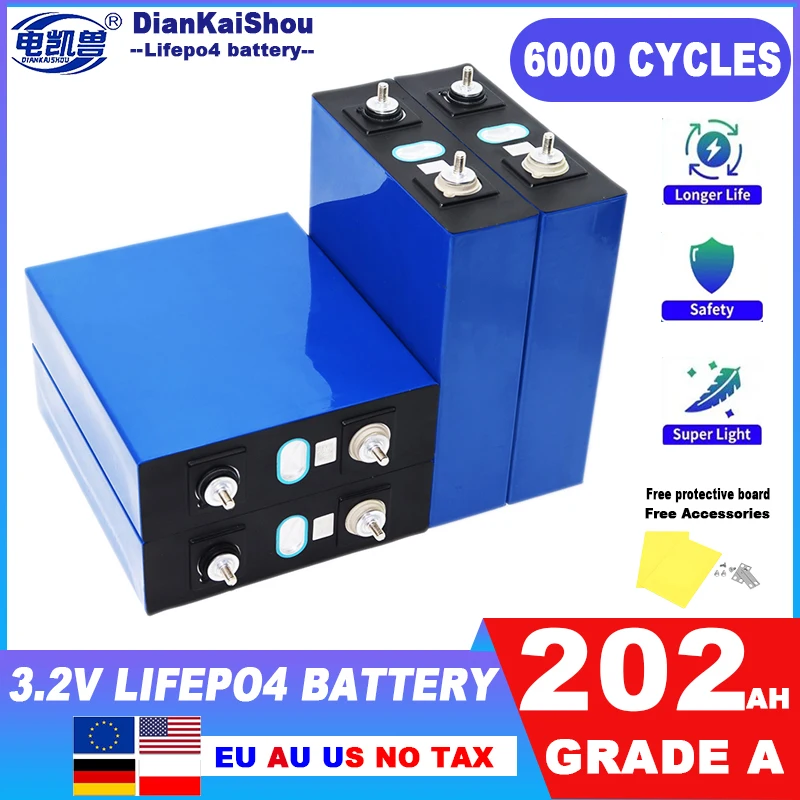 

202AH Lifepo4 Battery 3.2V 320AH 280AH 105AH Grade A DIY 12V 24V 48V for Camping Boat Golf Cart RV EV Forklift Rechargeable cell