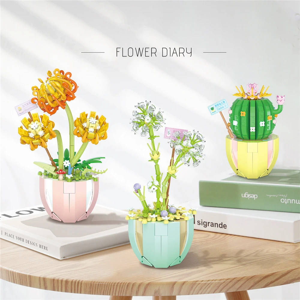 랜덤 스타일 미스터리 박스 블라인드 박스, 미스터리 입자 부케, 화분 테이블 탑 장식품, 빌딩 블록 장난감, 소녀 선물, 1 개