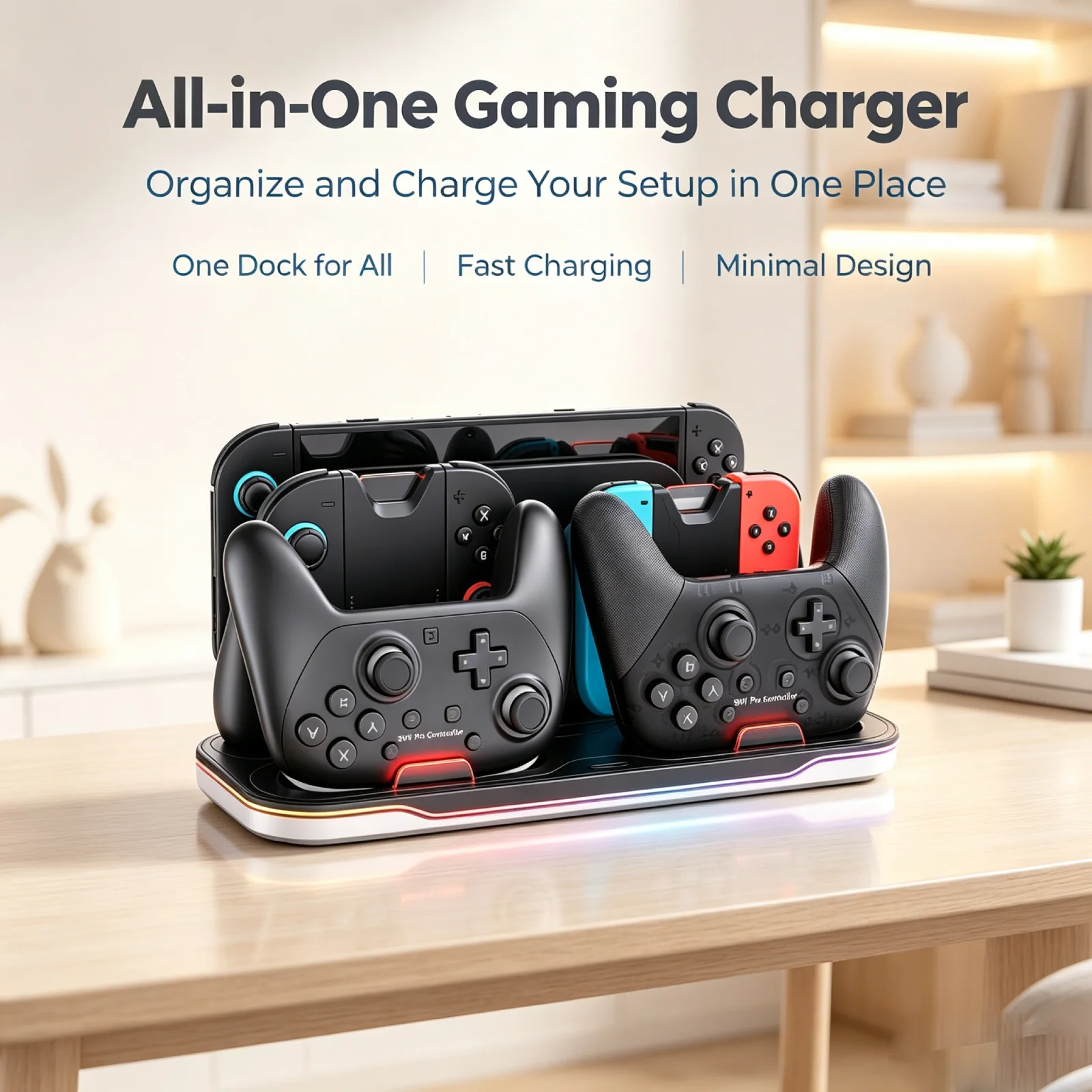 Multi-Function RGB Storage Dock for Nintendo Switch 2/Switch OLED Joy-Con Grip Charger Controller Stand Accessories
