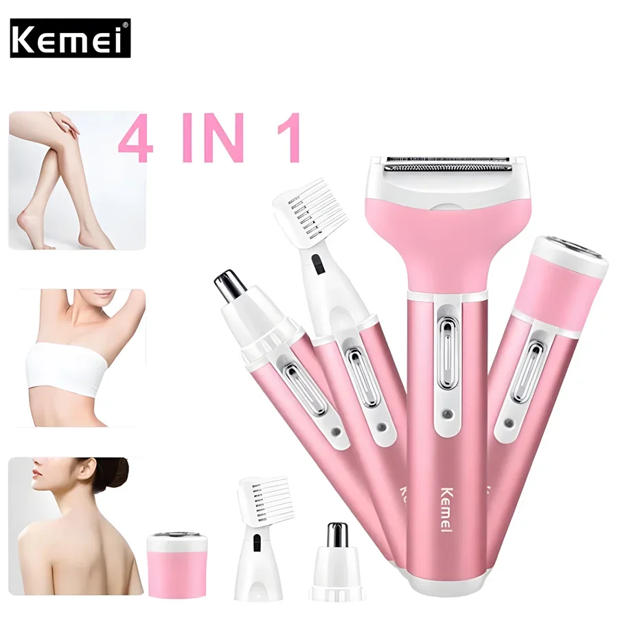 

LADY SHAVER Epilator Wholesale KEMEI KM-6637 4 in1 Electric Hair Removal Epilator Electric Shaver for Women