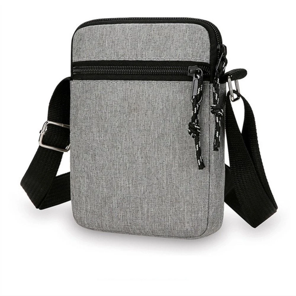Simple Mini Men Sports Bag Adjustable Shoulder Bag Oxford Cloth Multiple Compartments Mobile Phone Bag Solid Color Crossbody Bag