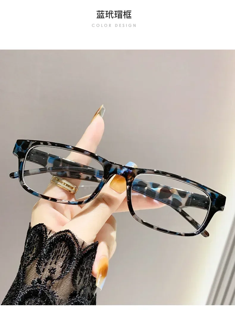 0~ +4,0 Leoparden-Lesebrille, Anti-Blaulicht-Druck, Presbyopie-Brille, neutral, rechteckig, schwarzer Brillenrahmen, ältere Menschen – Detail 7