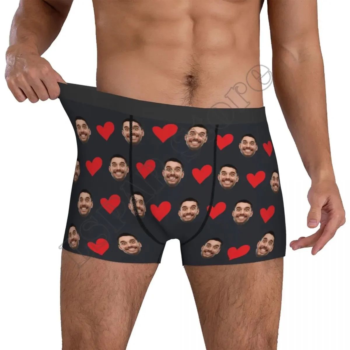 Personalized Face Photo Underwear - Custom Heart Boxer Briefs - Custom Men Briefs - Gift For Husband - Anniversary Gift for Dad