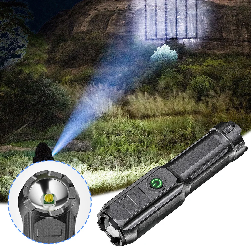 Powerful LED Flashlight Anti-Slip Super Bright Flashlight Waterproof Outdoor Camping Torch Power Display for Outdoor Camping Use