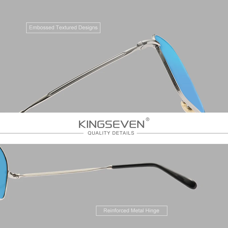 KINGSEVEN Neue Klassische Polarisierte Sonnenbrille Für Männer Frauen Fashion Square Legierung Rahmen Anti-reflexion Gläser Luxus Brillen – Detail 1