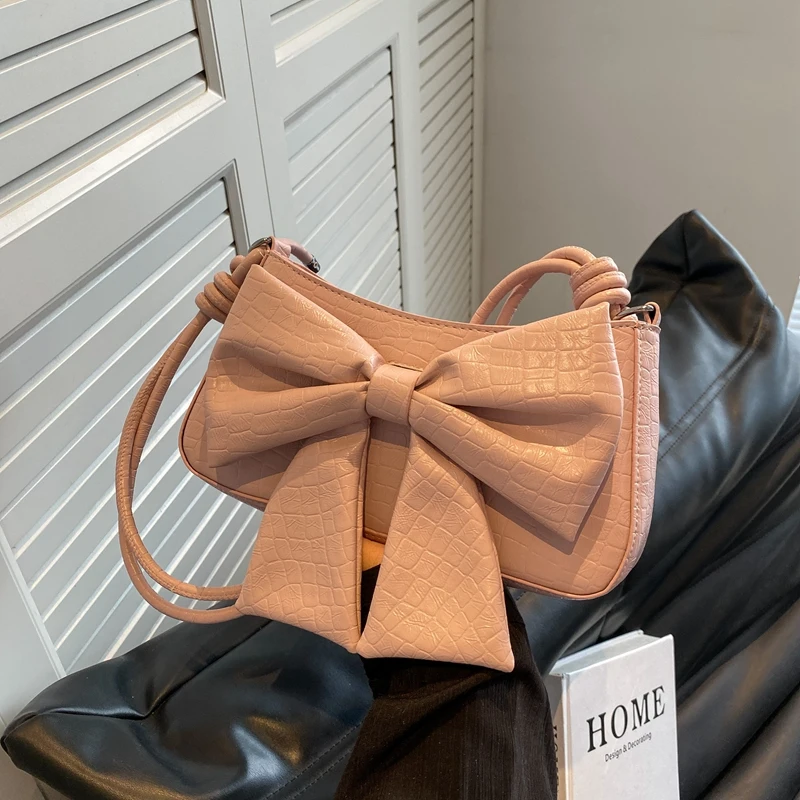 

Fashion Bow Women'S Bags Bowknot Women Underarm Bags Pu Leather Handbag Women'S Leather Shoulder Crossbody Bags For Women
