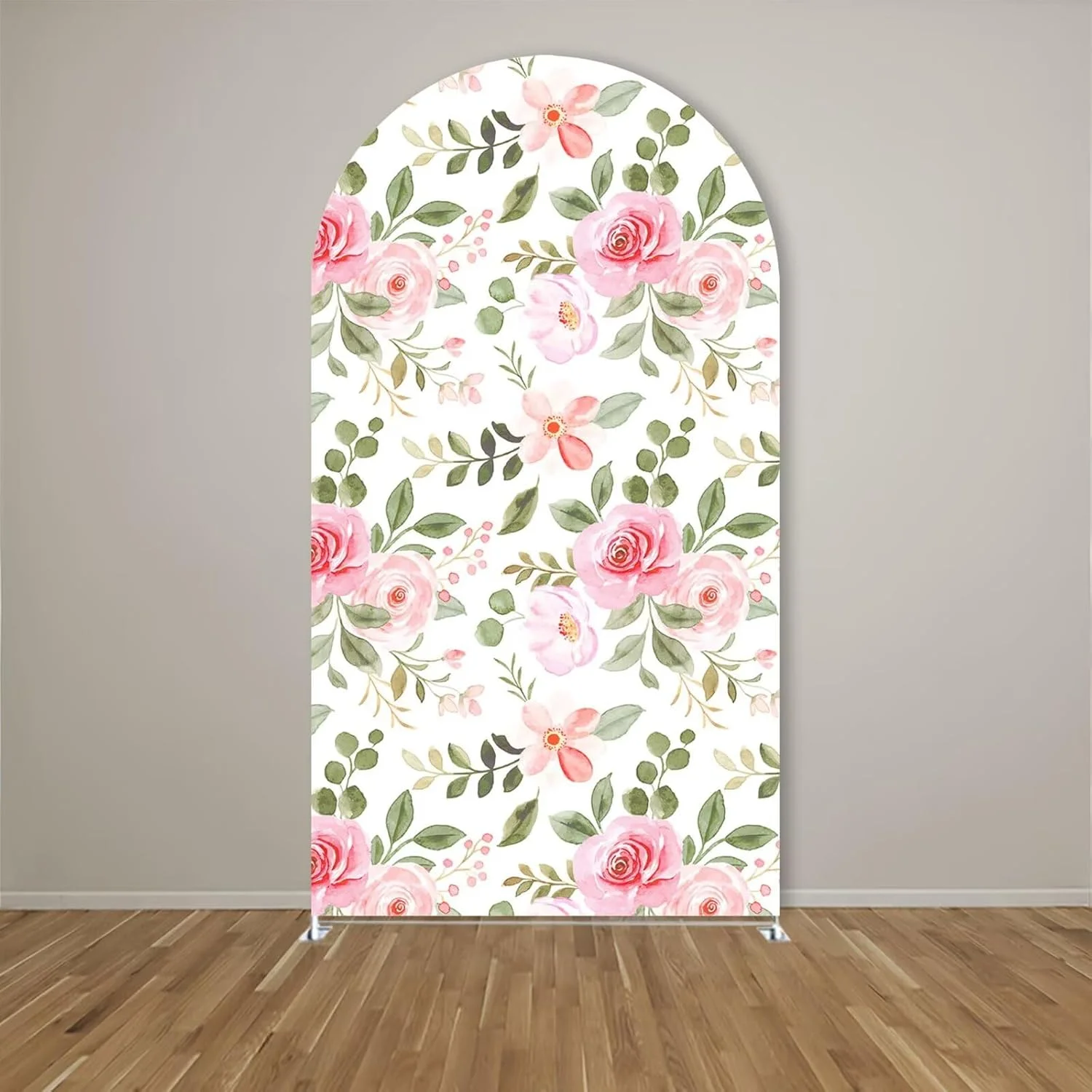 Pink Bow Arched Backdrop Covers Spring Floral Stretchy Arch Stand Cover for Girls Birthday Baby Shower Fiesta Parties