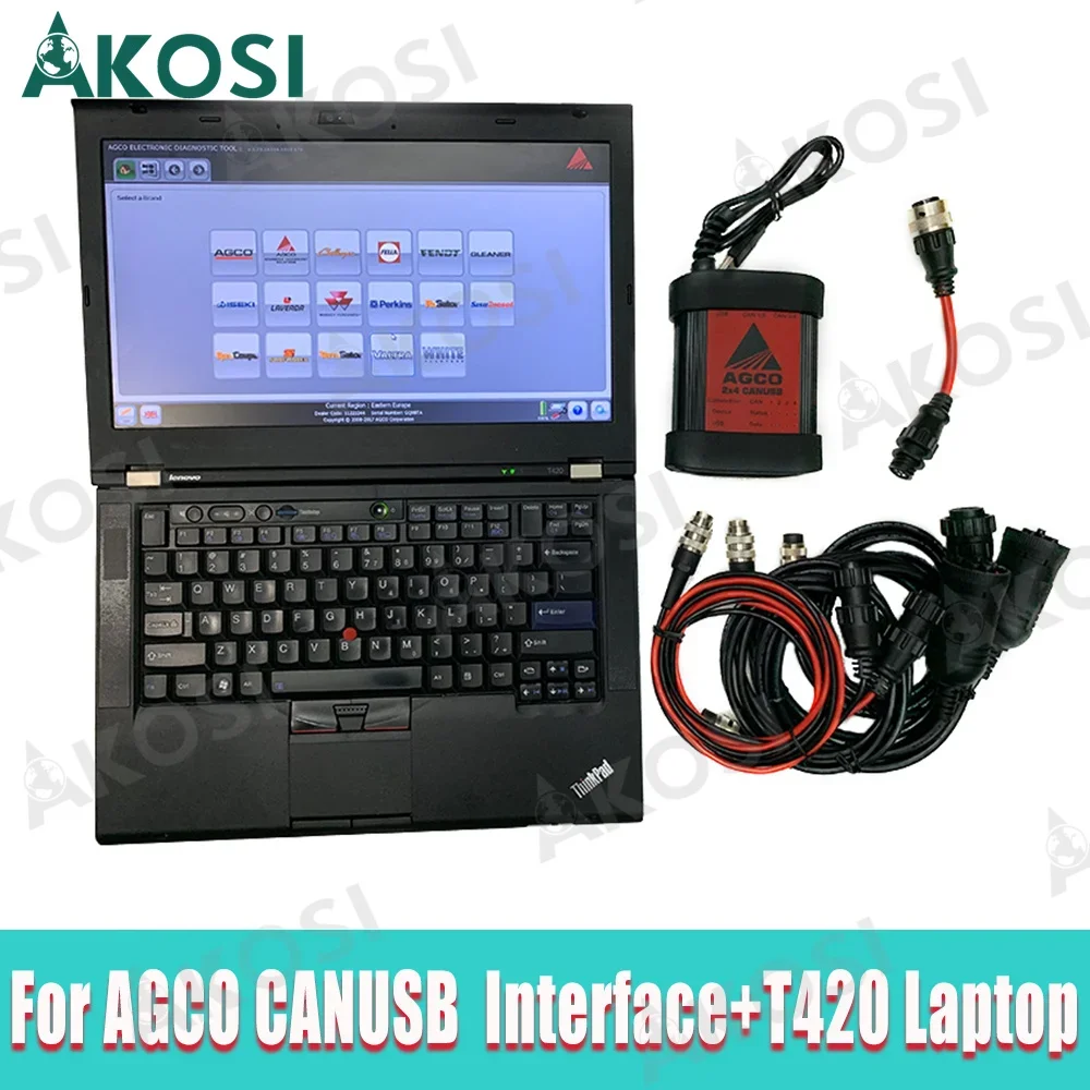 For AGCO Agricultural Diagnostic Scanner for AGCO EDT CANUSB Interface Heavy Duty Electronic Diagnostic Tool and T420 laptop