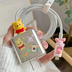 Disney Woody Winnie the Pooh Charger Data Cable Headphone Line Protective Cover for Iphone 15 14 13 12 Pro 18/20w Winding Rope