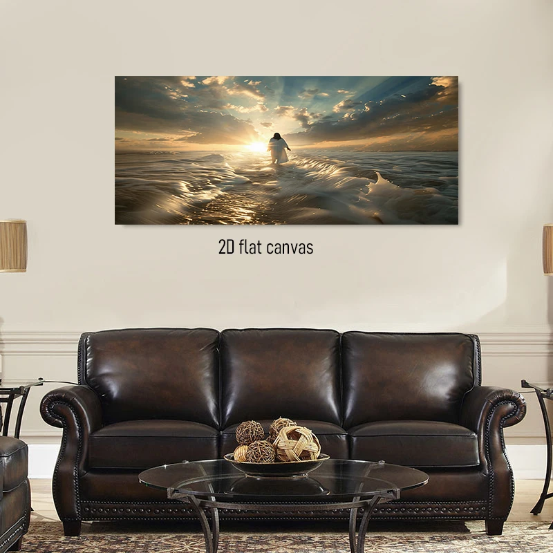 1 piece of Jesus walking on water canvas decorative painting with Christian religious theme 2D plan