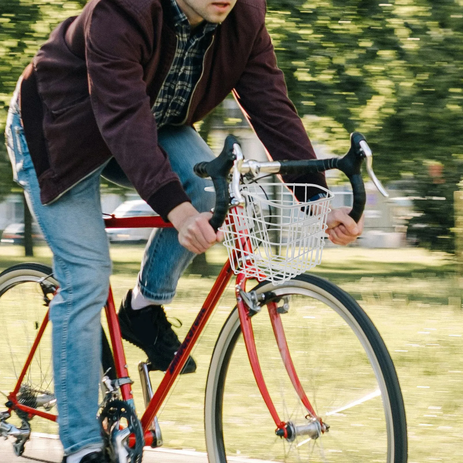 

Electric Bike Front Basket Heavy Duty Steel Wire Cycling Storage for Commuting Detachable Handlebar Container Sturdy Bicycle