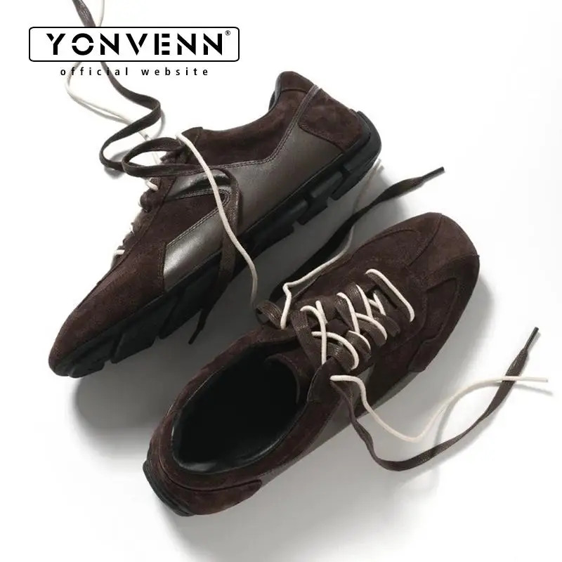Top layer cowhide thin sole German training shoes for male pioneers deconstructing retro suede sports comfort casual shoes