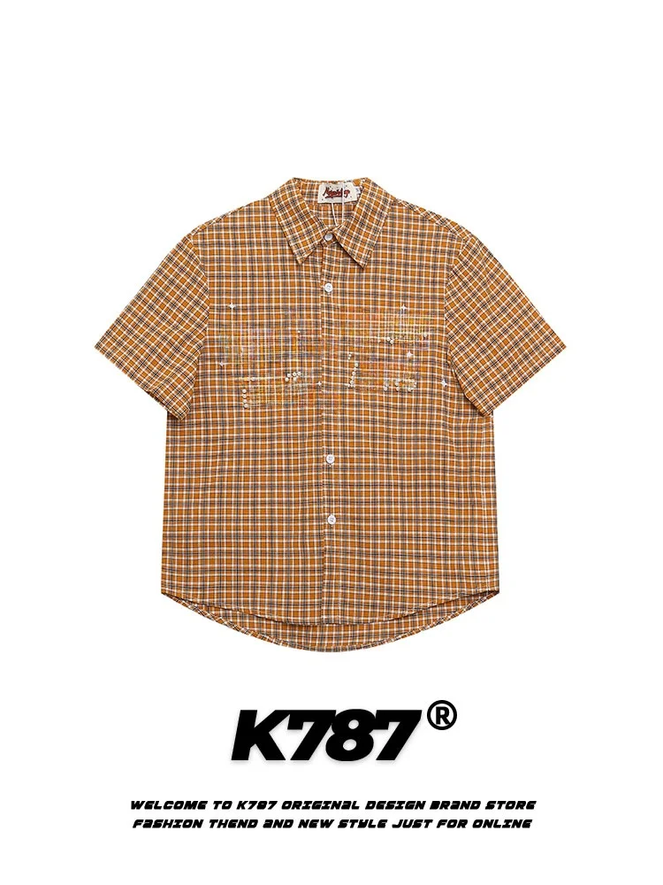 

K787 Spicy Girl Street ort Sve Pearl Loers Women's Loose Lazy Sle irt Youth Summer Faion Cotton lin irt