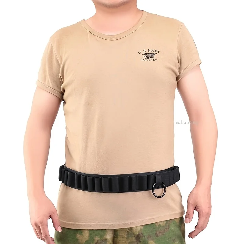 Hunting Tactical Concealed Leather Canvas Heavy Duty Adjustable Ammo Case Bags Bandolier 25 Shells Cartridge Holders Belt