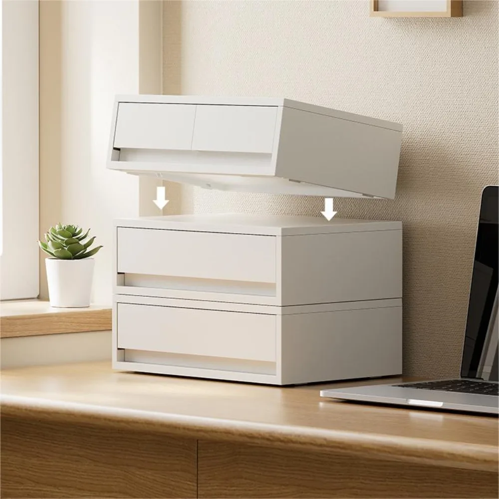 PP Material Drawer Style Storage Box Multi Layer Stacked Plastic Storage Cabinet Multi Functional Home Desktop Organizer Box