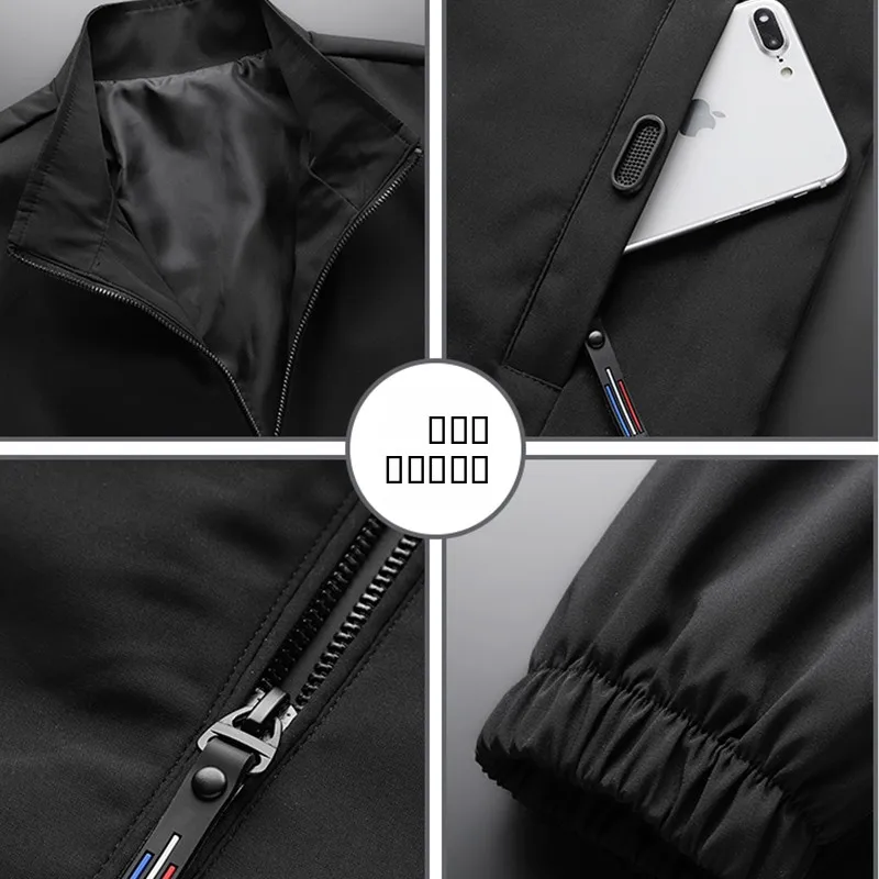 فضفاضة تناسب الوقوف طوق الرجال Jaet ربيع الخريف ملابس غير رسمية Adstrative Sle ملابس خارجية البوليستر طويل Sve سستة ديسمبر... #5