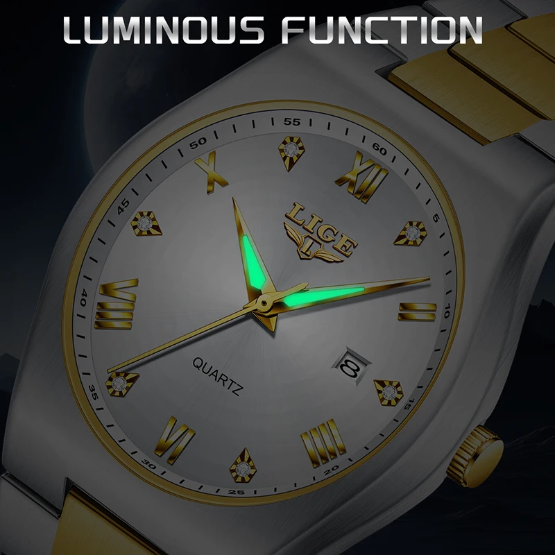 LIGE Luxury Quartz Ladies Watches Fashion Charming Rhinestones Stainless Steel Waterproof Women's Wristwatches Relogio Feminino