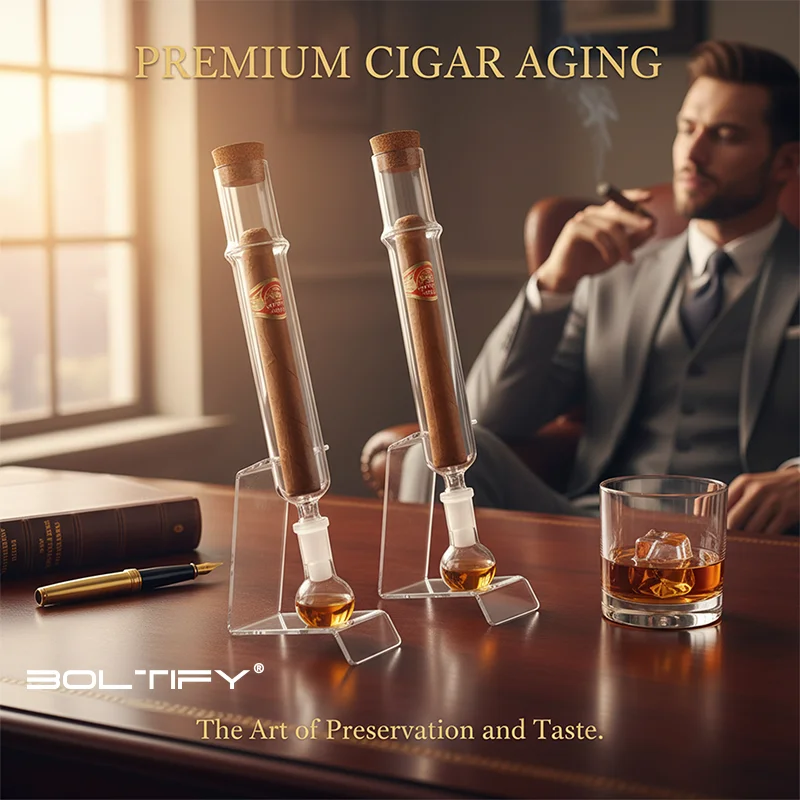 BOLTIFY Cigar Incense Humidor Tube Glass Cigar Fragrance Enhancement Tube Cigar Whisky Infuser Tube