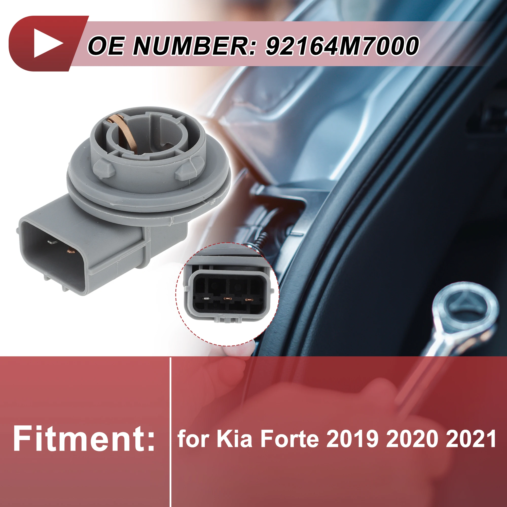 X Autohaux 1 قطعة بدوره إشارة مقبس الإضاءة لكيا فورتي 2019 2020 2021 No.92164M7000 المصباح الكهربي موصل 3 دبوس #2