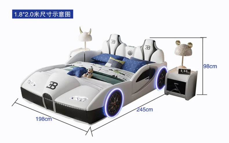 Children's bed boy car bed with guardrail 1.5 meters cartoon solid wood multi-functional double girl baby single bed