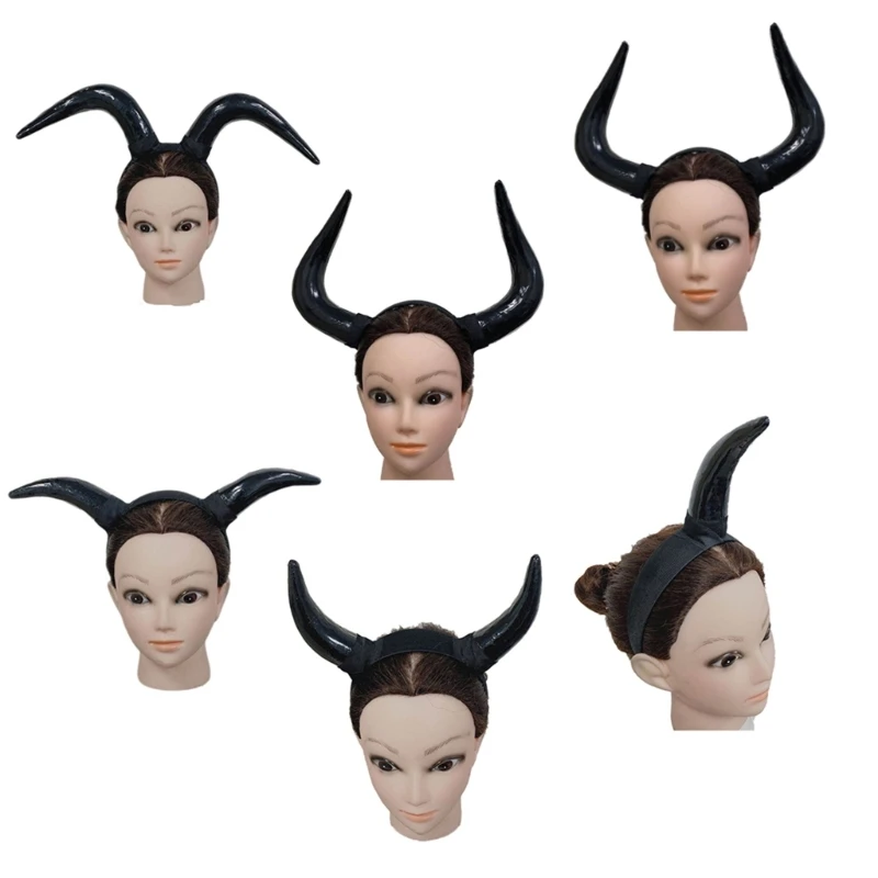 ผู้หญิง Ox Horn Headdress ปาร์ตี้เต้นรำ Props สำหรับปาร์ตี้ฮาโลวีนสำหรับ Creative Evil Queen คอสเพลย์อุปกรณ์เสริมผม N58F