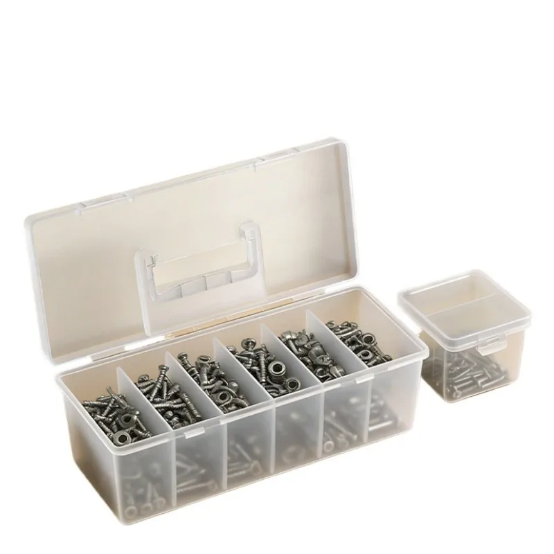 Portable grid parts box, multi-grid transparent screw accessories storage box