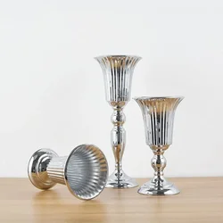 Luxury Silver Gold Flower Vase Home Vase Desktop Craft Flower Arrangement Decoration Wedding Party Christmas Flower Rack
